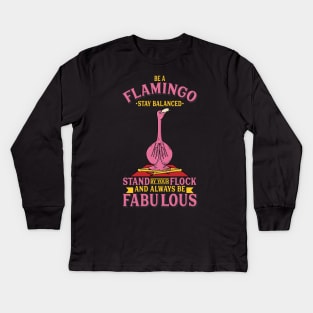 Flamingo Yoga Shirt I Fabulous Bird Kids Long Sleeve T-Shirt